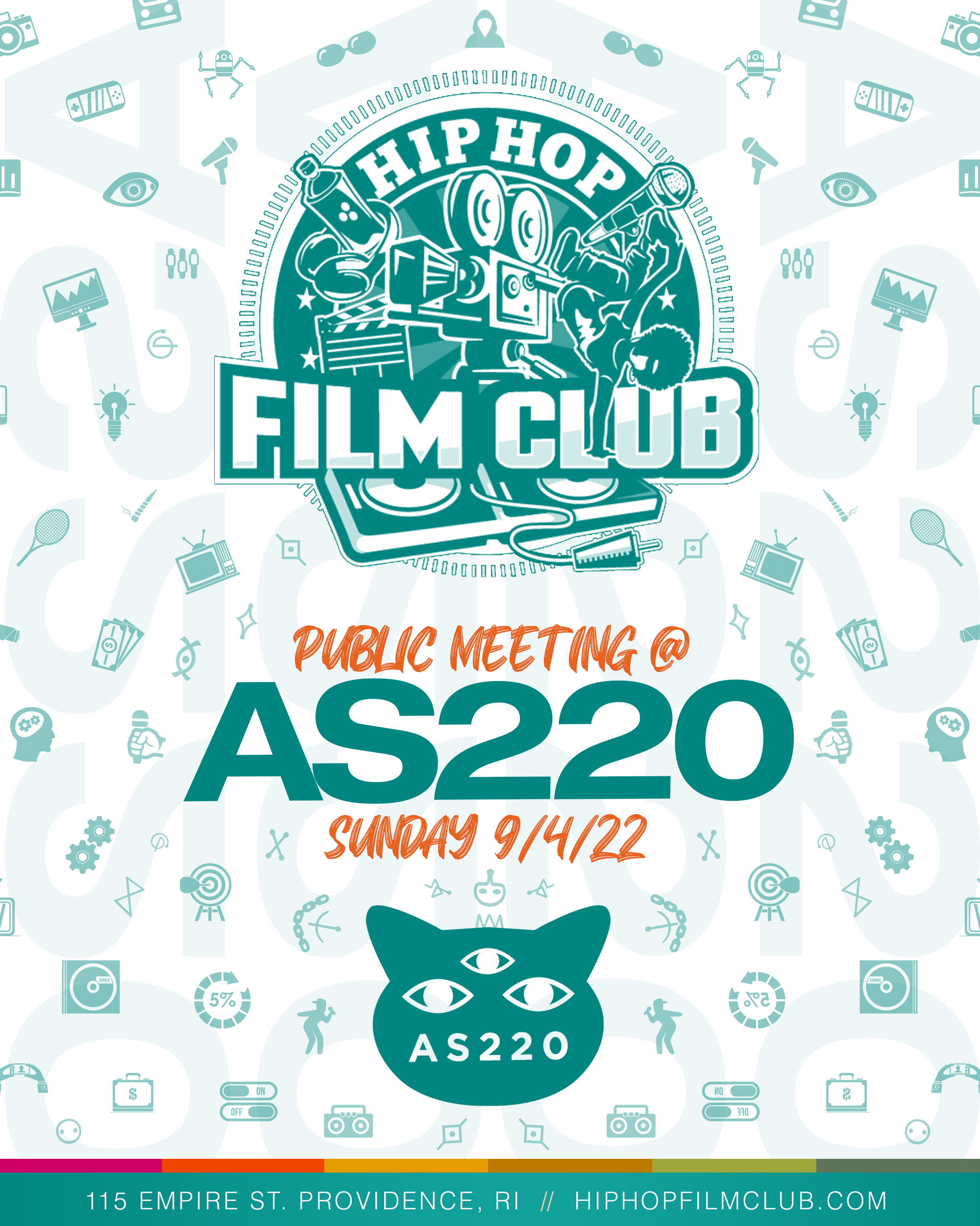 Hip Hop Film Club public meeting flyer - Providence, RI